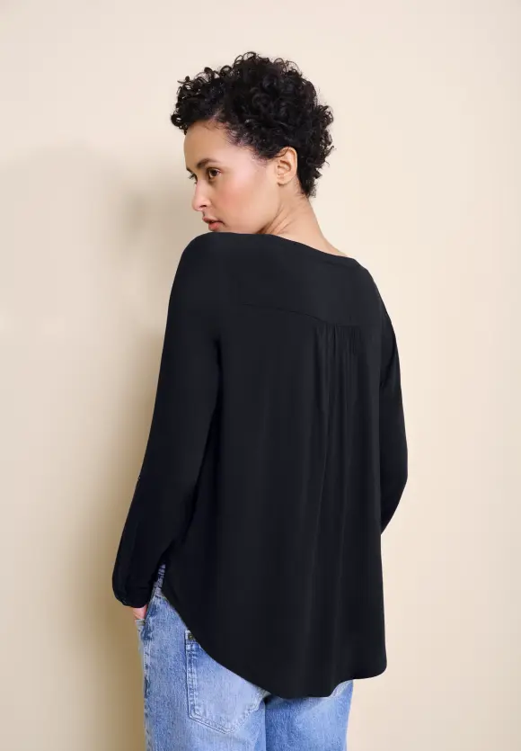Bluse in Unifarbe - dark blue