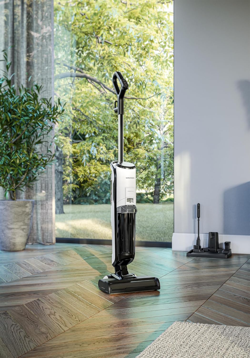 Grundig AquaFlex AF 5000 VCW 6270 3-in-1 Nass- und Trockensauger: saugt & wischt & trocknet in nur einem Schritt, mit Dampf-Funktion, entfernt Bakterien, 400 Watt Motor, 8 Meter Kabel, Schwarz/Weiß