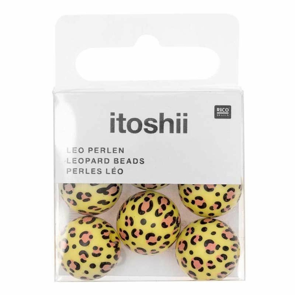 5 perles acid leo jaune ø 16 mm