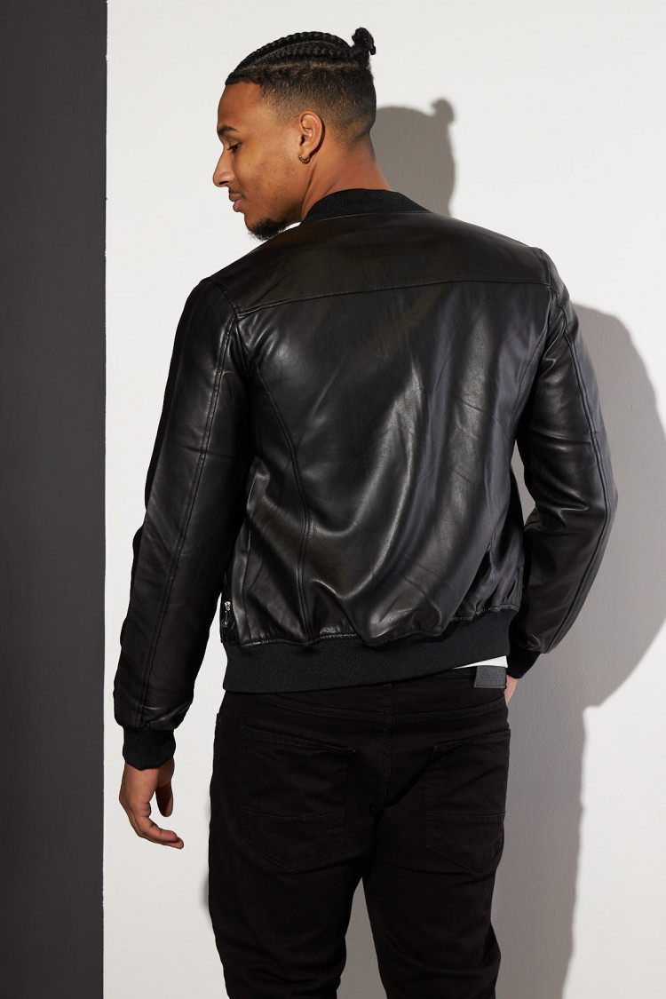 Veste en simili cuir noire