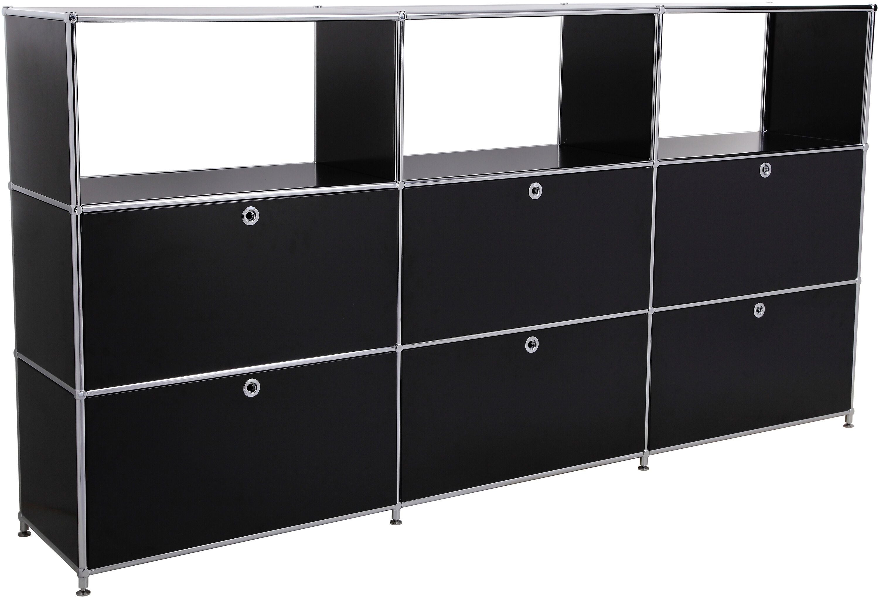 FLEXCUBE Highboard - Schwarz / B: 227.0 cm x T: 40.0 cm x H: 118.0 cm