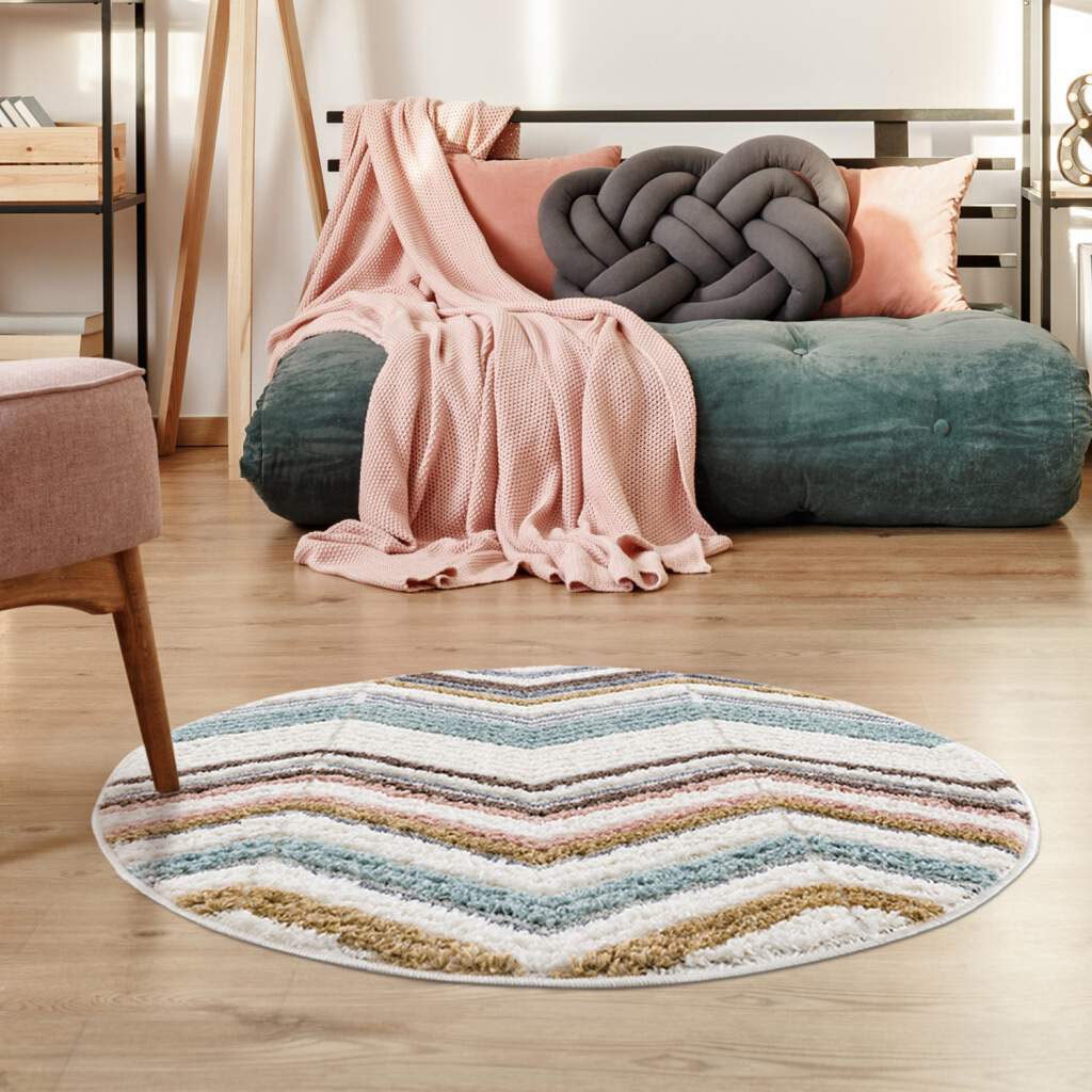 Carpet City Hochflor-Teppich »Focus 3009« rund 20 mm Höhe Boho-Teppich, Hochtief-Muster/ 3D-Effekt, für Wohnzimmer, Schlafzimmer