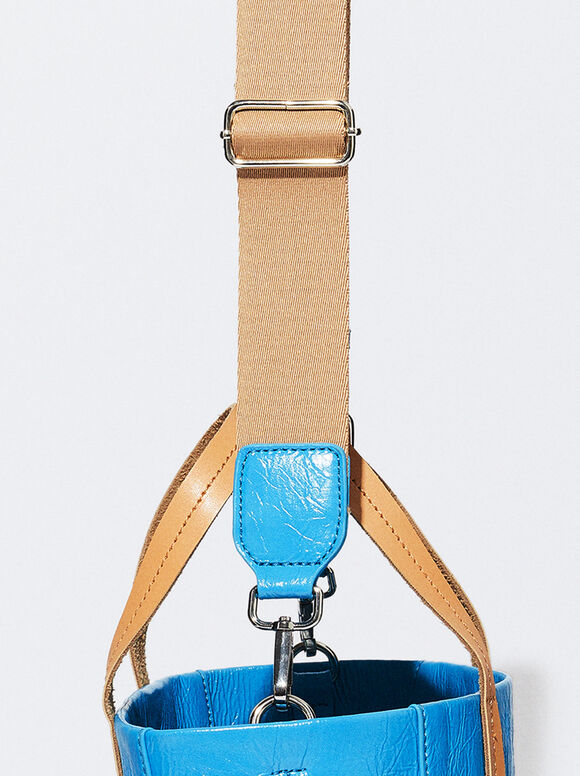 Bolsa tote personalizável em couro envernizado - Azul