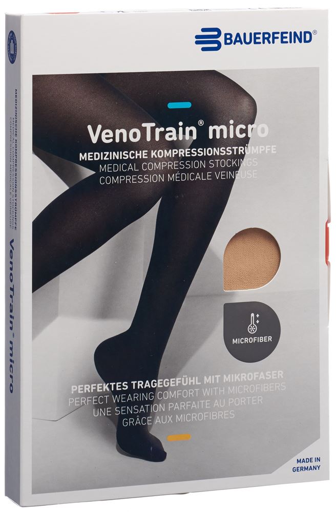 Bauerfeind VenoTrain Micro KKL2 AD L normal/short offene Fussspitze creme 1 Paar