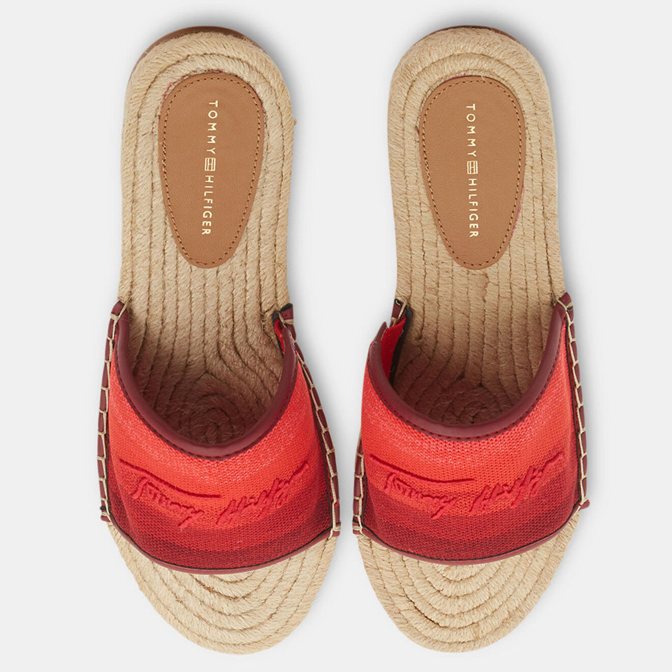 Tommy Hilfiger Mules plates en Toile dégradées rouges