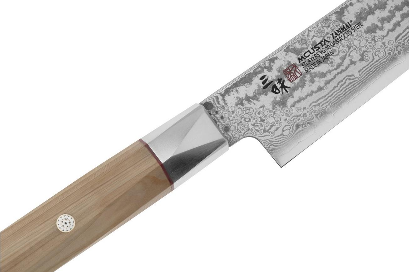 Mcusta Zanmai Sujihiki ZBX2-3010DS, 33-Layer Damascus/VG10, Hinoki Handle, Knivesandtools Exclusive, vleesmes, 24 cm