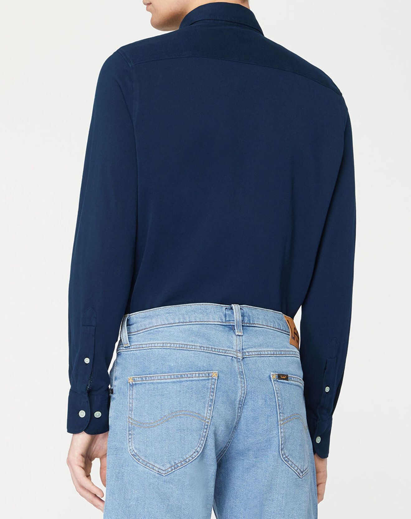 Hackett London Chemise Slim Fit Unie Piquée bleu marine