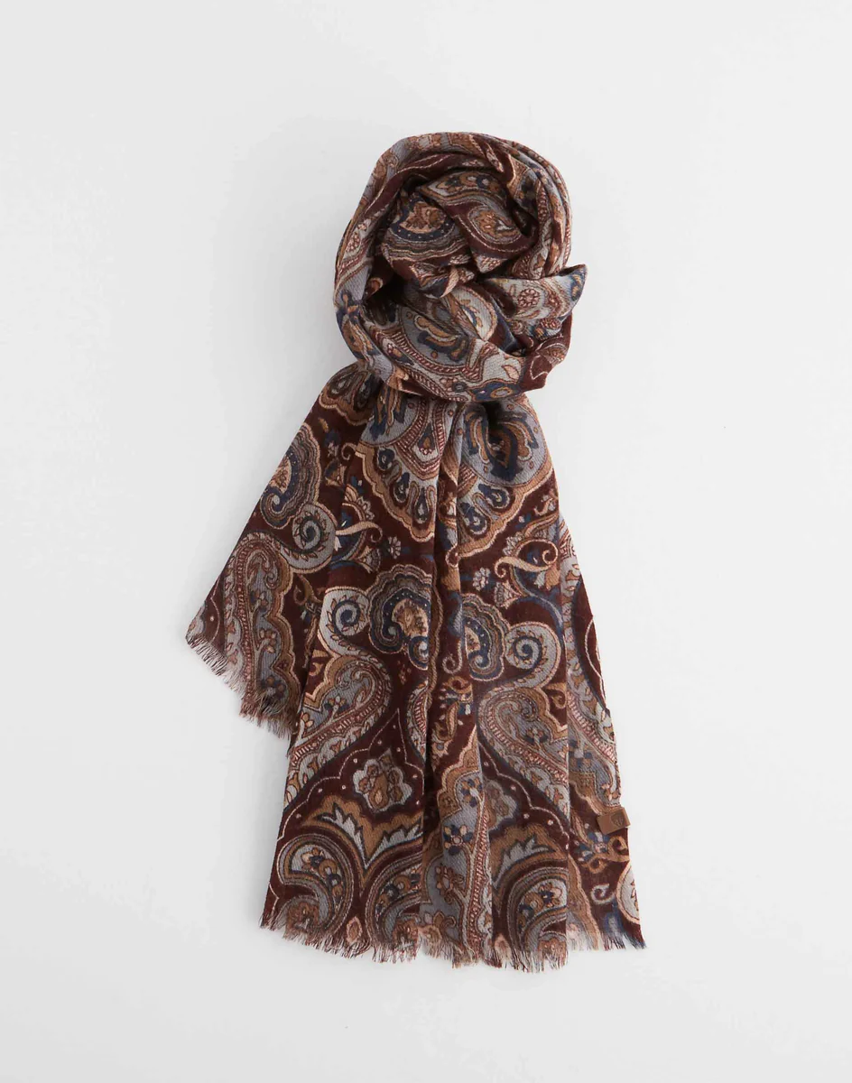 Écharpe laine motif cachemire