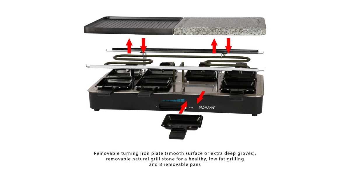 BomannRG 2279 CB 2-in-1 Raclette-Grill gourmetstel  (Antraciet)