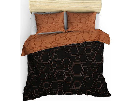 CONCEPT1 - Parure de lit housse de couette Dawn 240x220cm + 2 taies 60x60 cuivre