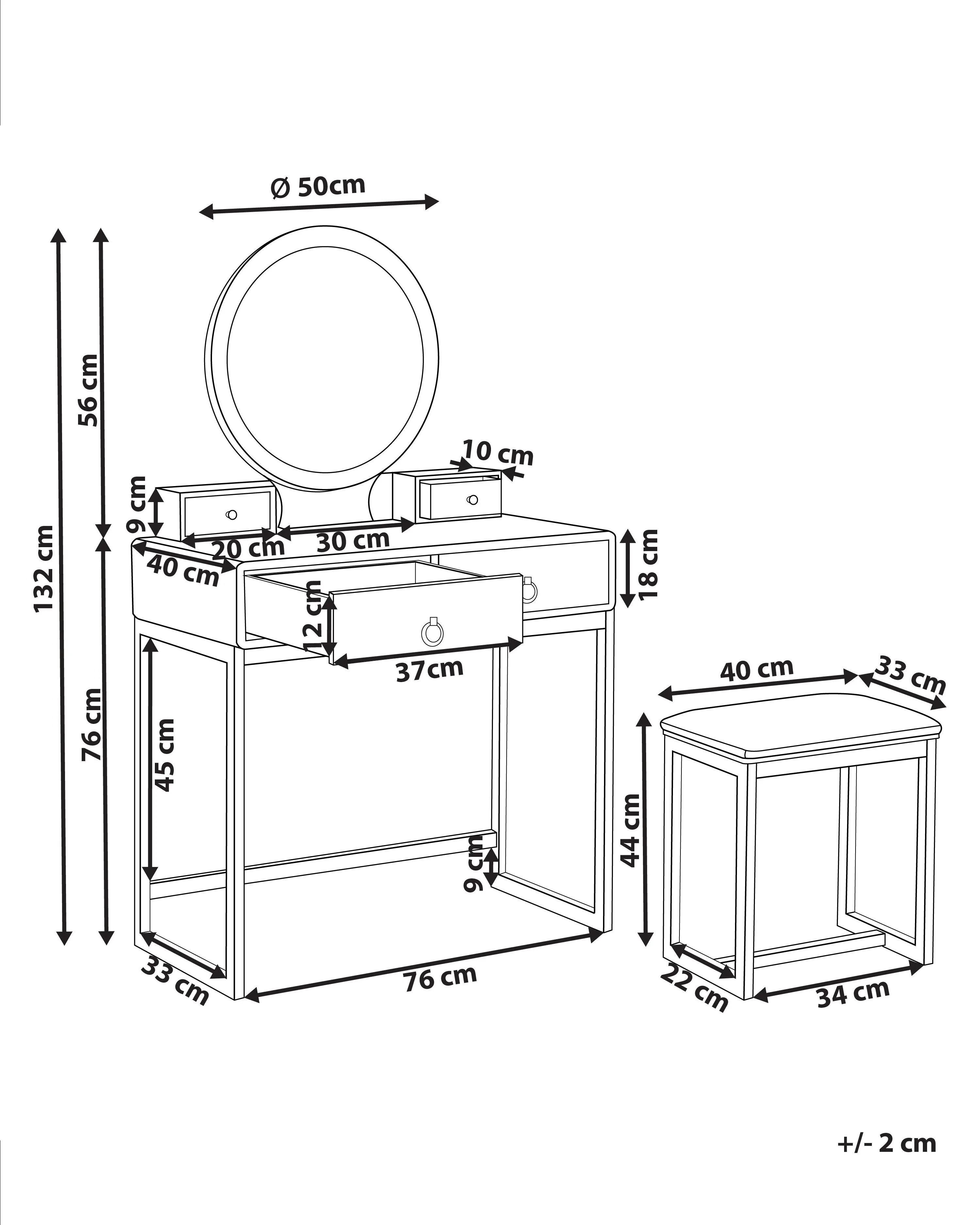 Kaptafel AUXON LED Wit
