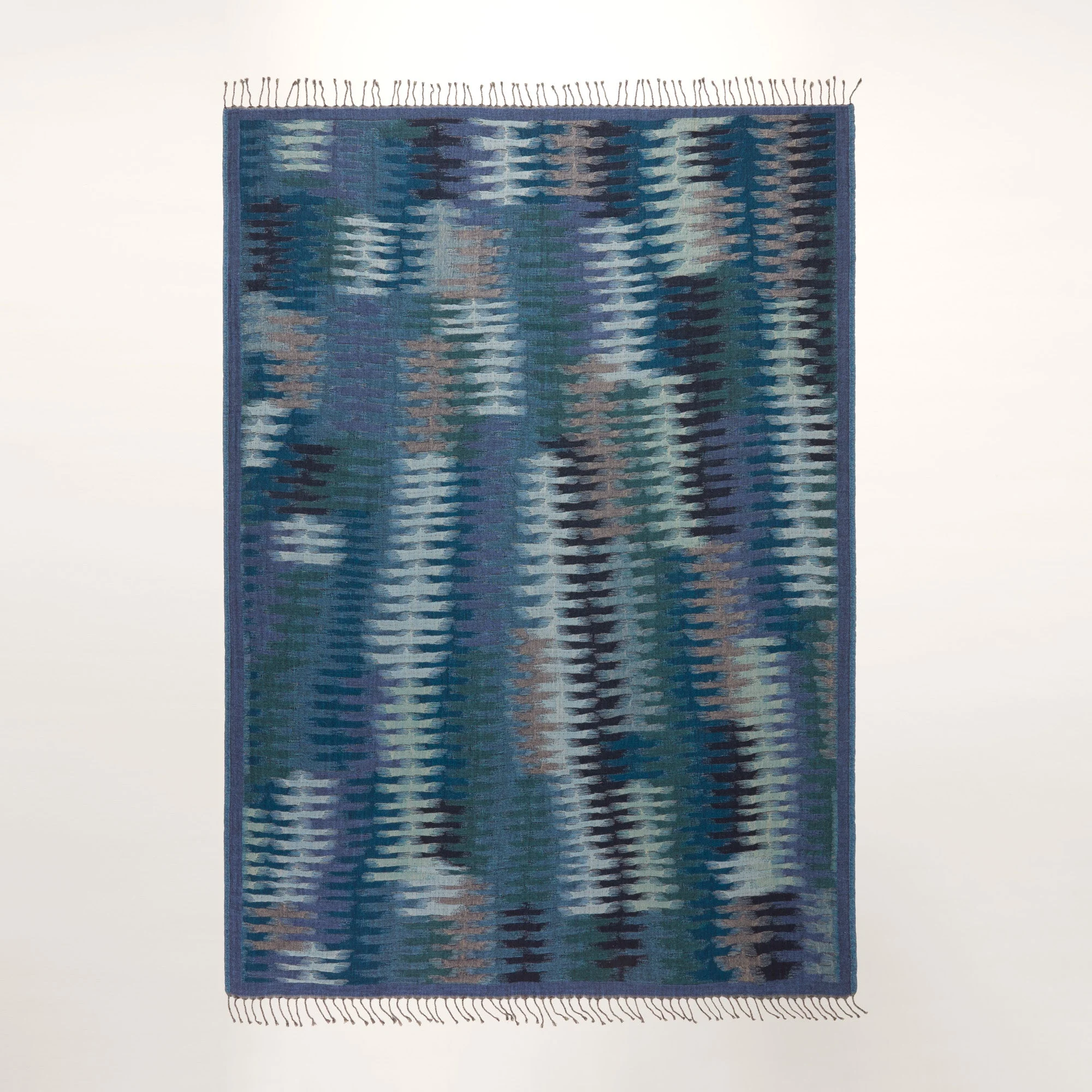 KHAN - Plaid pure laine | Bleu