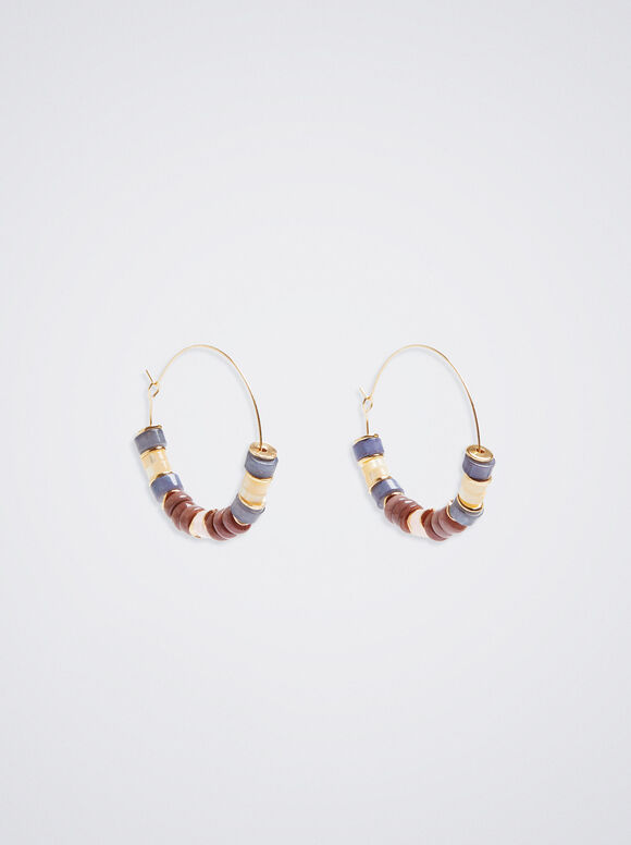 Brincos de argola com pedra semipreciosa - Multicor