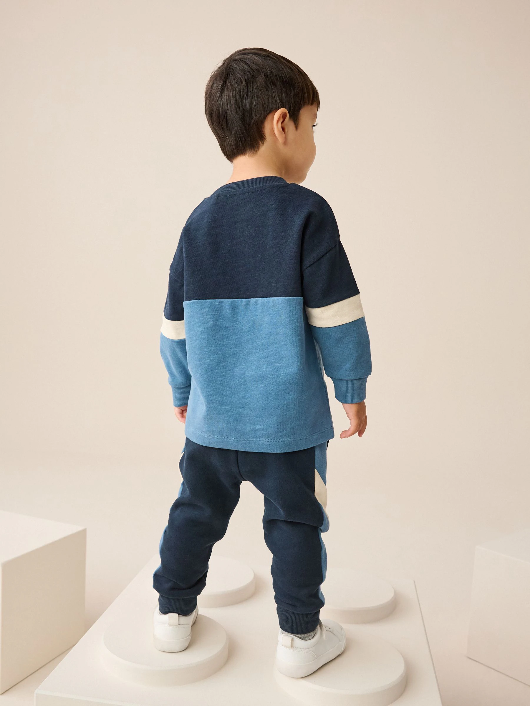 Blauw/marine - Set van zacht T-shirt met lange mouwen en joggingbroek (3mnd-7jr)