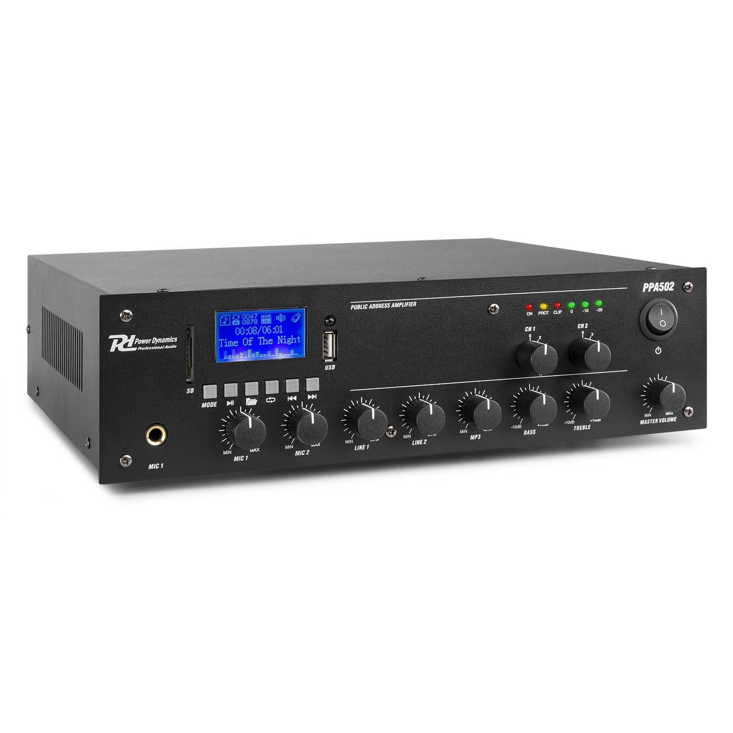 Power Dynamics PPA502 100V/70V & 4/8 Ohm 2-kanaals versterker - 50 Watt