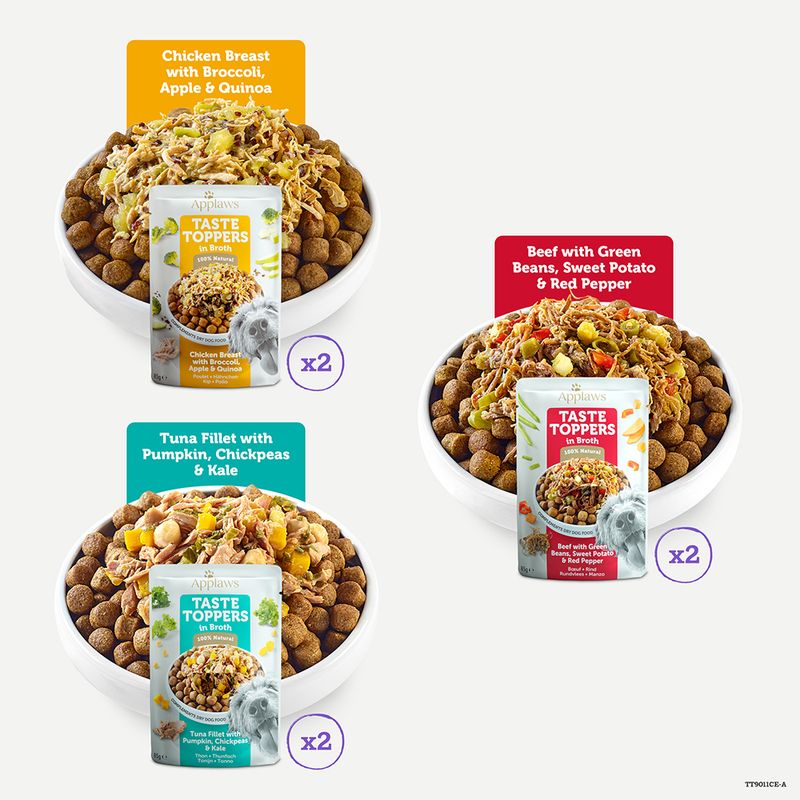 Lot mixte Applaws Taste Toppers 6 x 85 g pour chien