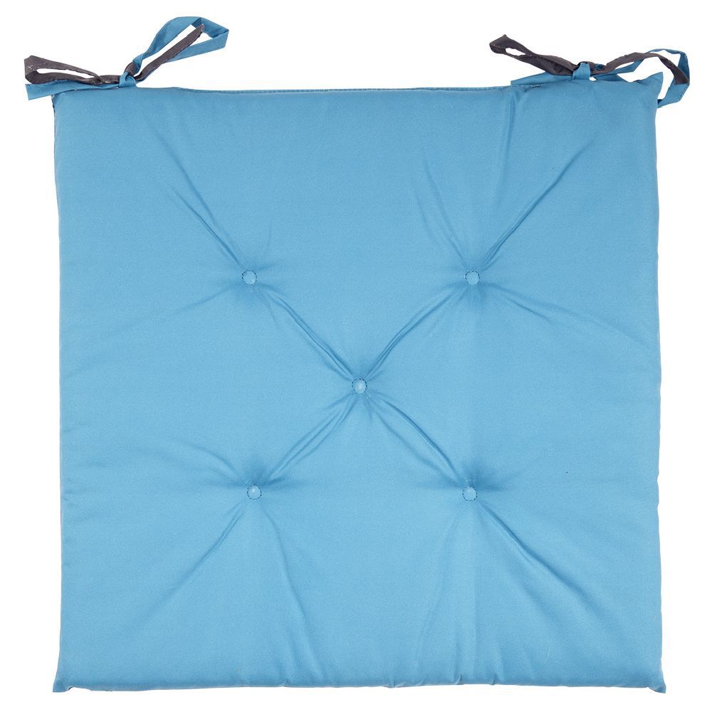 Galette de chaise de jardin réversible uni vert biface bleu