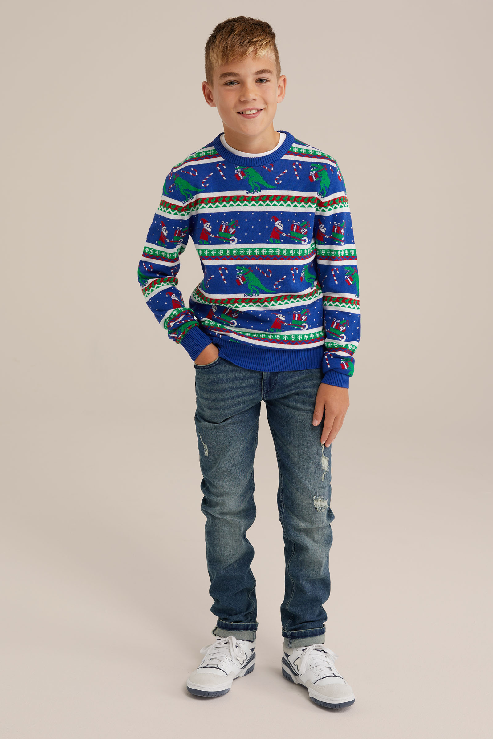 Jongens trui met dessin WE Fashion Donkerblauw