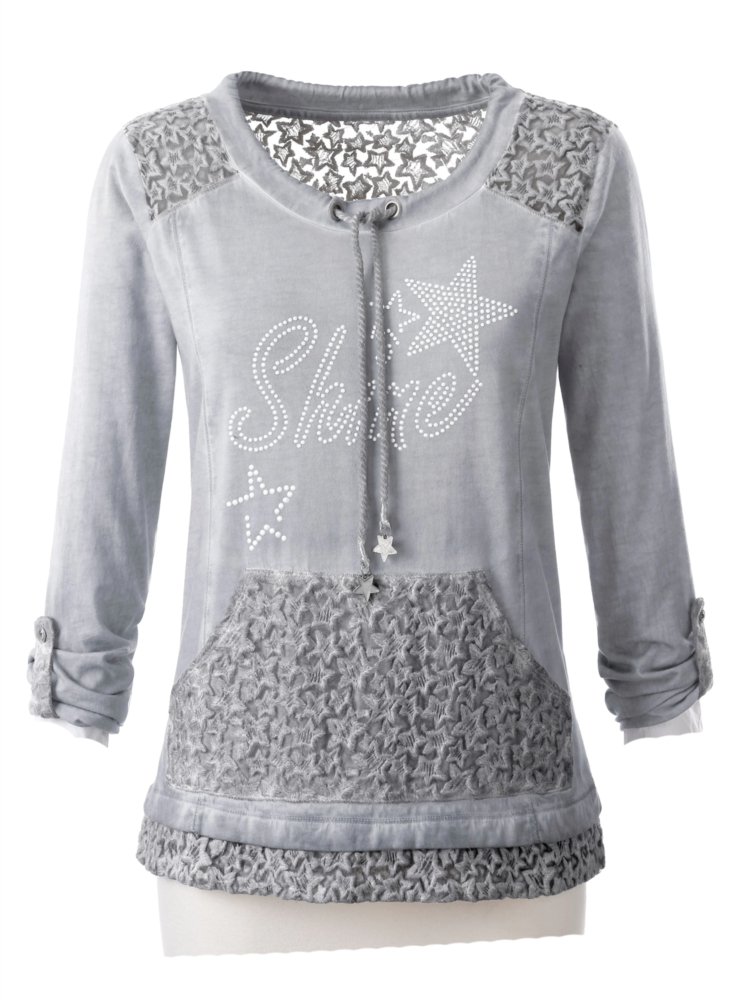 Langarmshirt in hellgrau