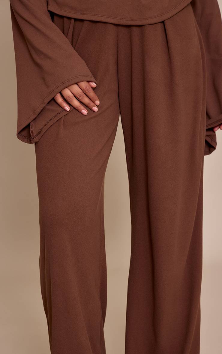 Chocolat Pantalon Large À Détails Plissés Petite Taille Co-ord