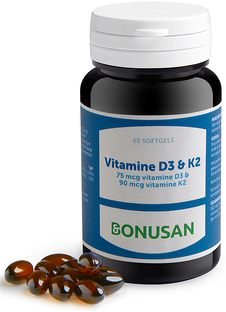 Bonusan Vitamine D3 & K2 Softgels Duoverpakking 2x60SG