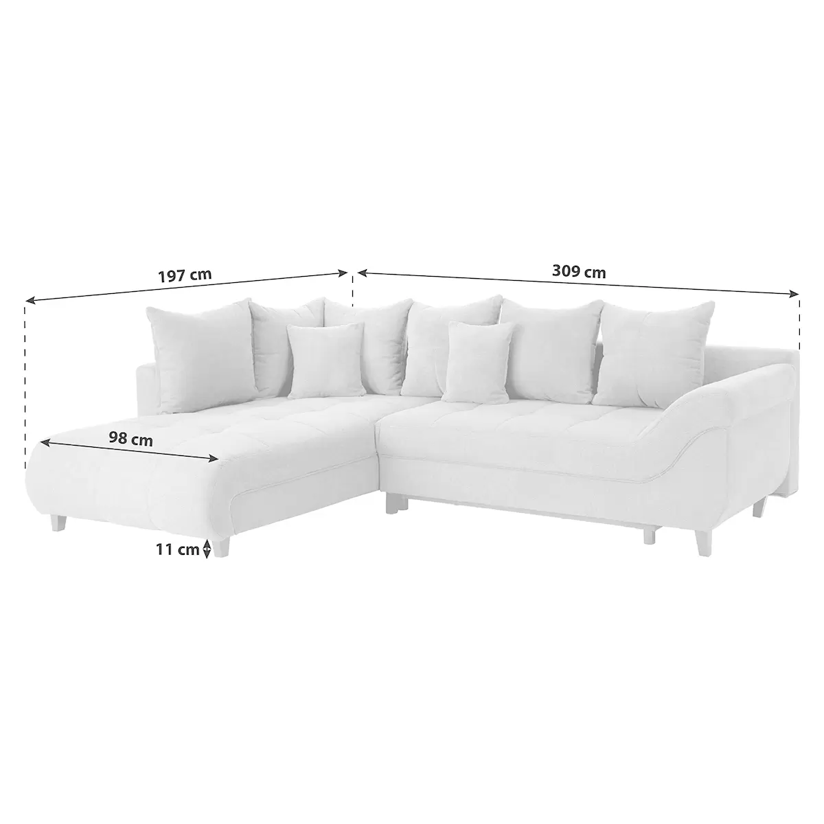 Ecksofa Mendoza 241 x 125 Grau