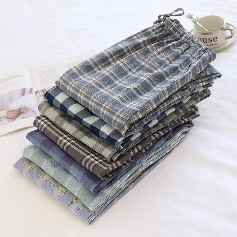 Dogini - Geruite pyjamabroek met hoge taille