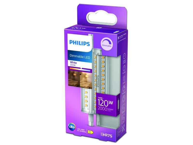 Philips Lampe LED 120W R7S 118 mm WH D Warmweiss Leuchtmittel mit klarem Glas