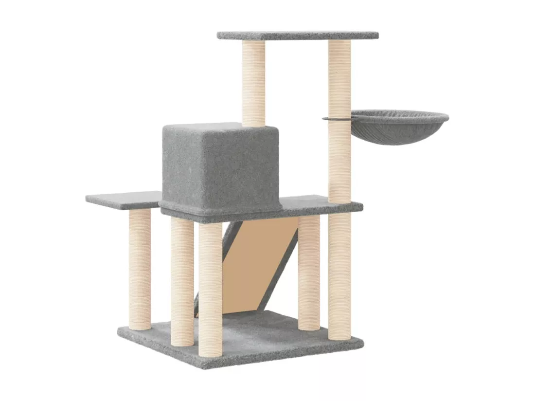 Arbre à chat avec griffoirs en sisal Gris clair 82 cm