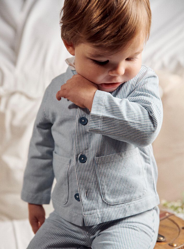 Gilet à rayures bleu azur et blanc