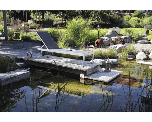 Rimini tuinligstoel 198 x 35 x 60 cm aluminium zilver oprolbaar