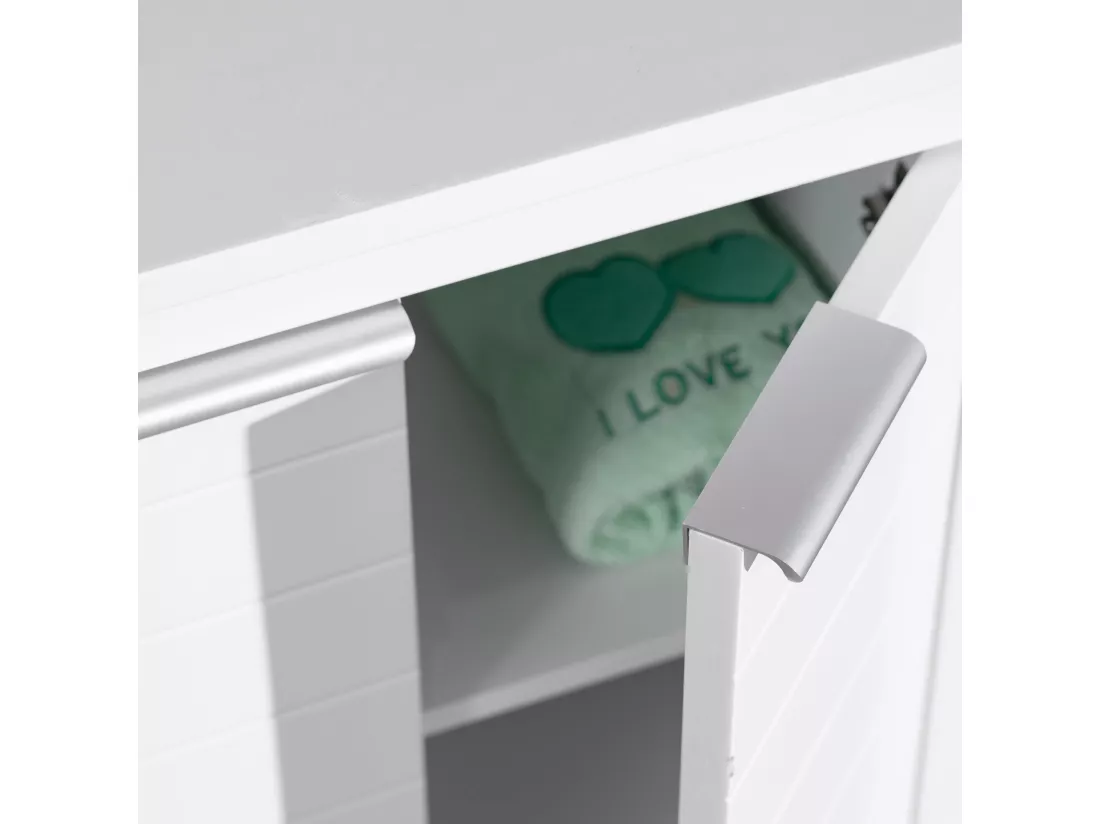 Armoire de salle de bains moderne 2 portes 2 étagères en bois blanc