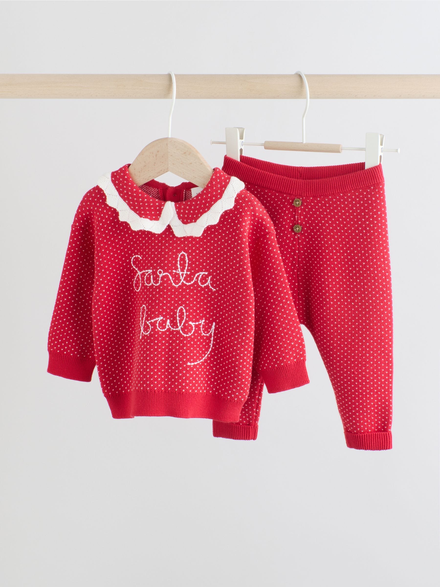Rode kerstman - Kerst babytrui en leggings set (0mnd-2jr)