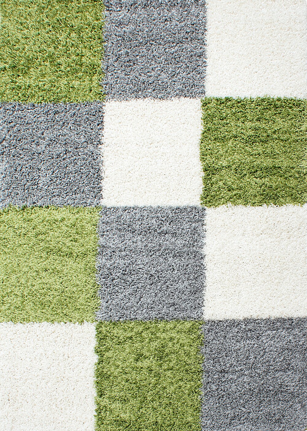 Stilvoller Hochflor-Teppich mit zeitgemäßem Karo-Muster, Shaggy-Teppich