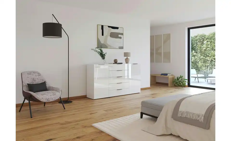 Sideboard verchromt 180 cm Weiß
