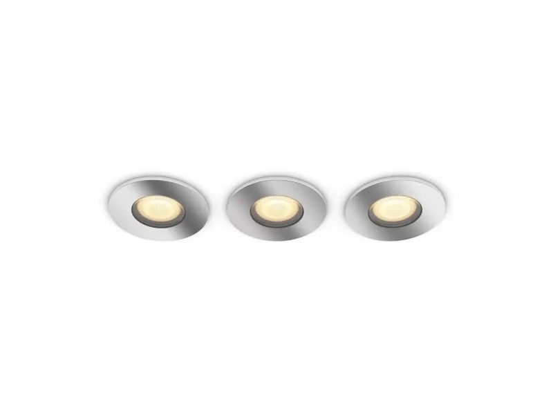 Philips Hue White ambiance Adore Bathroom - Indlejret spotlys - LED-spot lyspære - GU10 - 5 W (tilsvarende 50 W) - klasse A - varm hvid til kølig dagslys - 2200-6500 K - krom (pakke med 3)