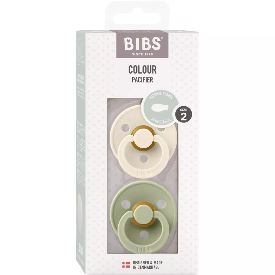 BIBS® Schnuller Colour Symmetrischer Sauger Sage & Ivory 6-18 Monate, 2 Stk.