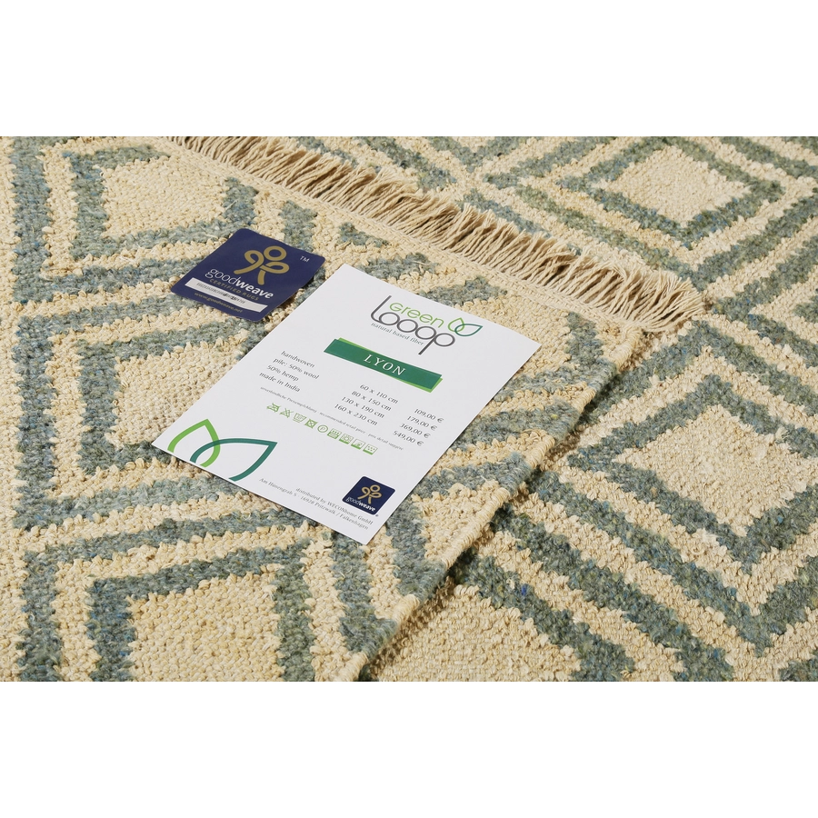 Green Looop Handweb-Teppich Lyon grün beige