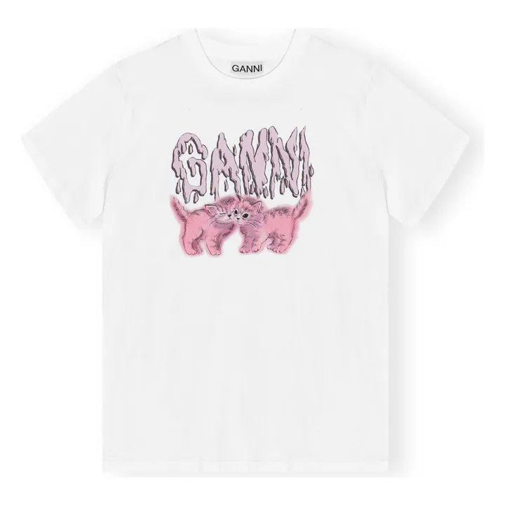 Ganni T-shirt Cats Relaxed Basic Coton Bio | Blanc