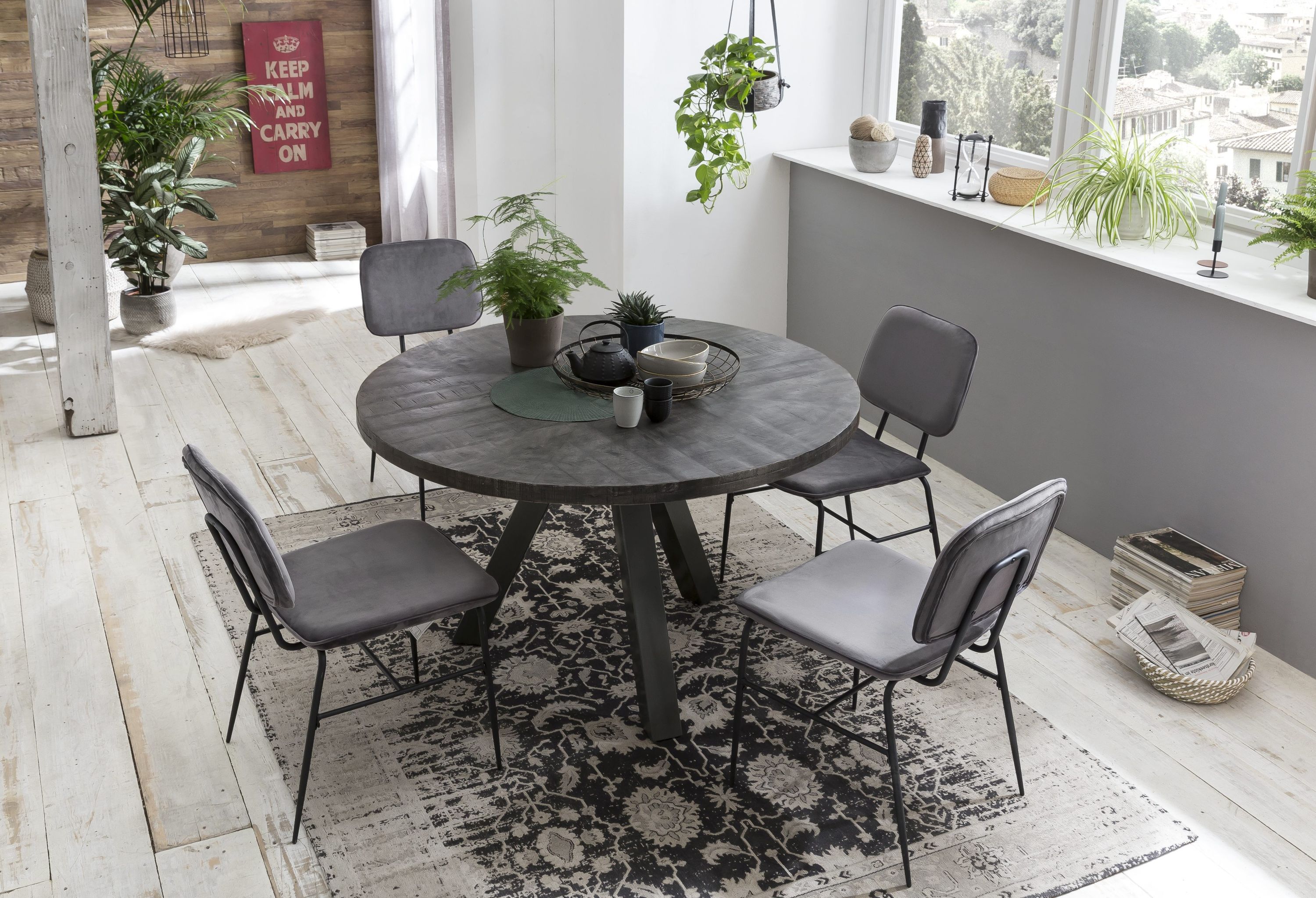Tisch 120x120 Mangoholz Esstisch Küchentisch Holztisch Wohnzimmer Esszimmer