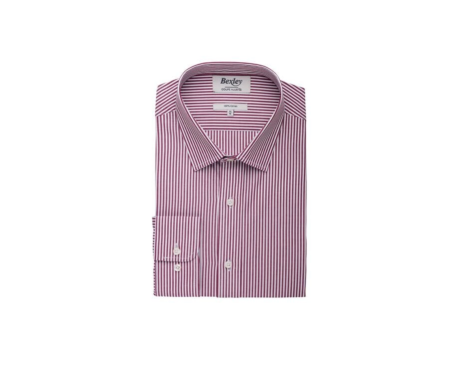 Chemise popeline rayée Bordeaux et Blanc - MAXIMILIEN