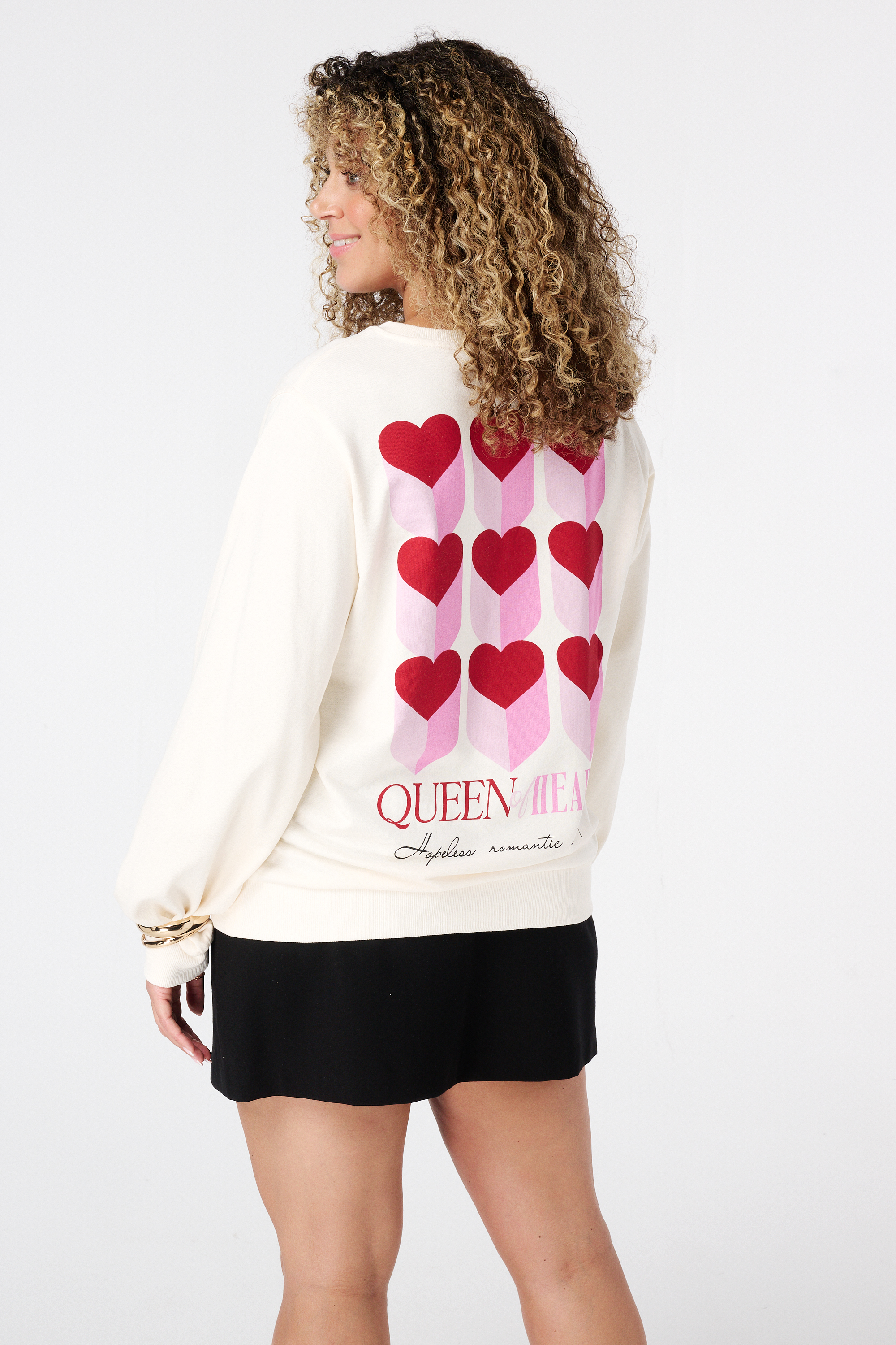 Sweater met backprint Cream