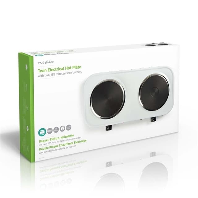 Nedis Elektrisk Kogeplade | Kogeplader: 2 | 2000 W | Overophedningsbeskyttelse | Hvid