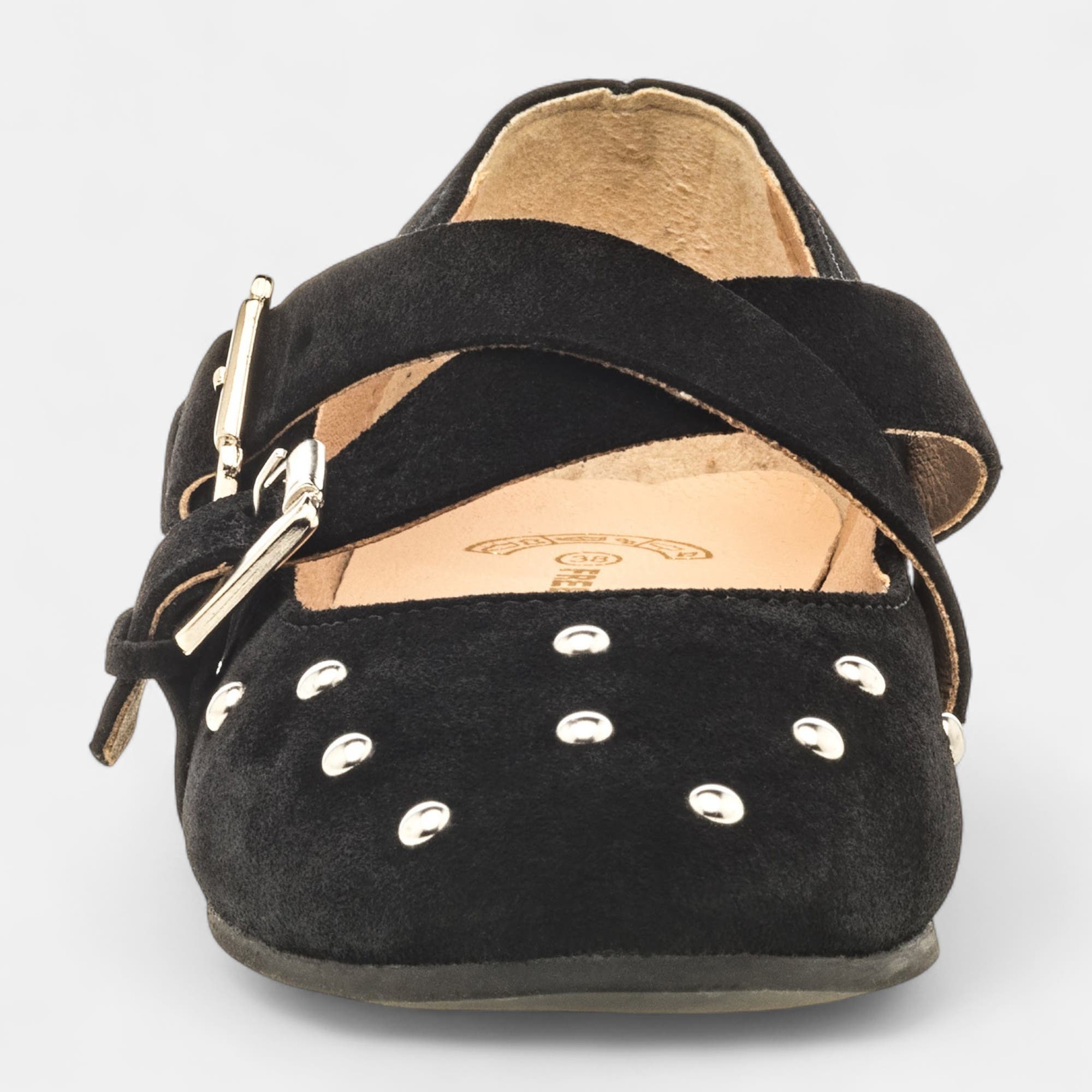 Ballerines Femme en cuir noir