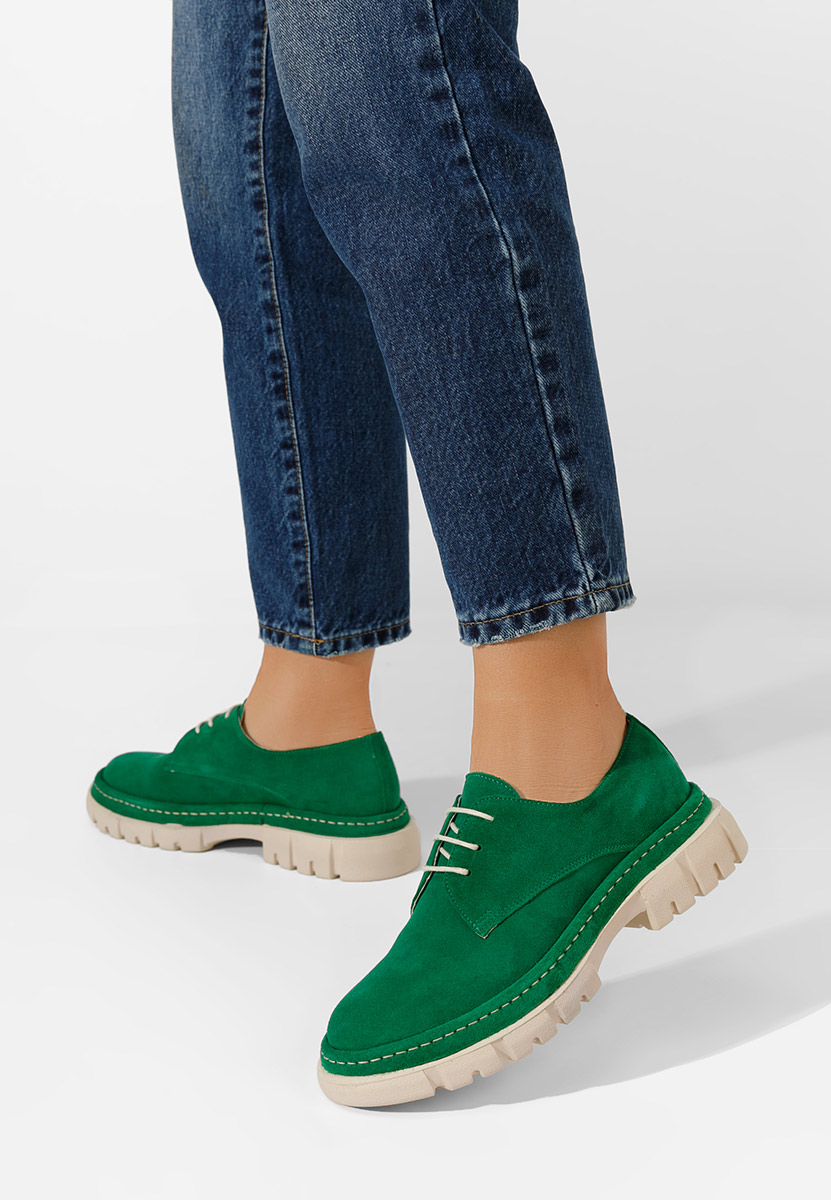 Chaussures casual femme en cuir vert Besania