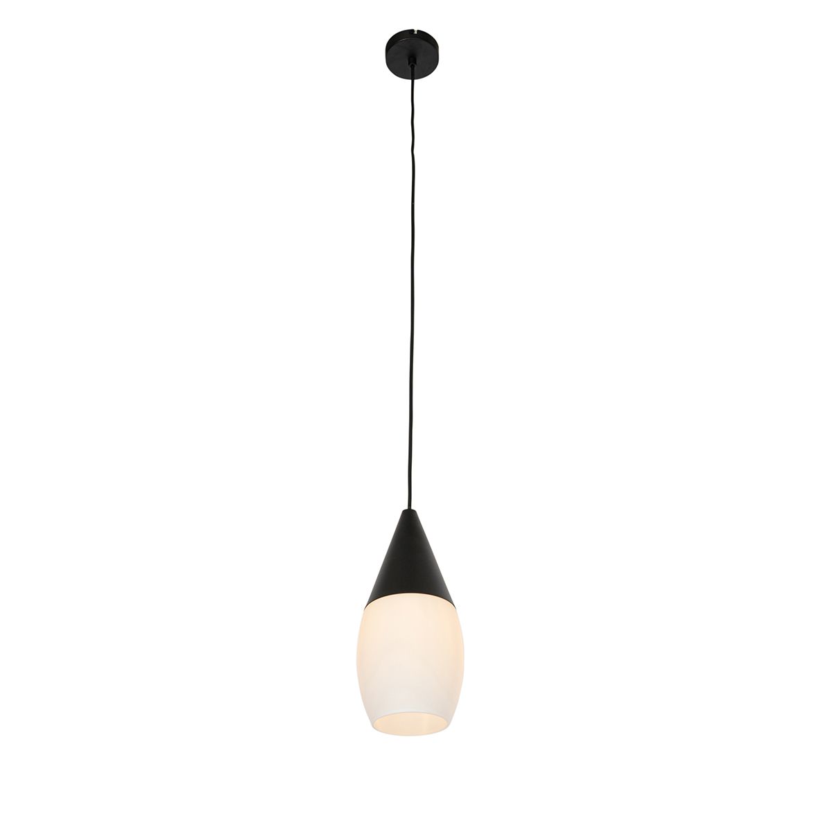 Moderne hanglamp zwart met opaal glas - Drop