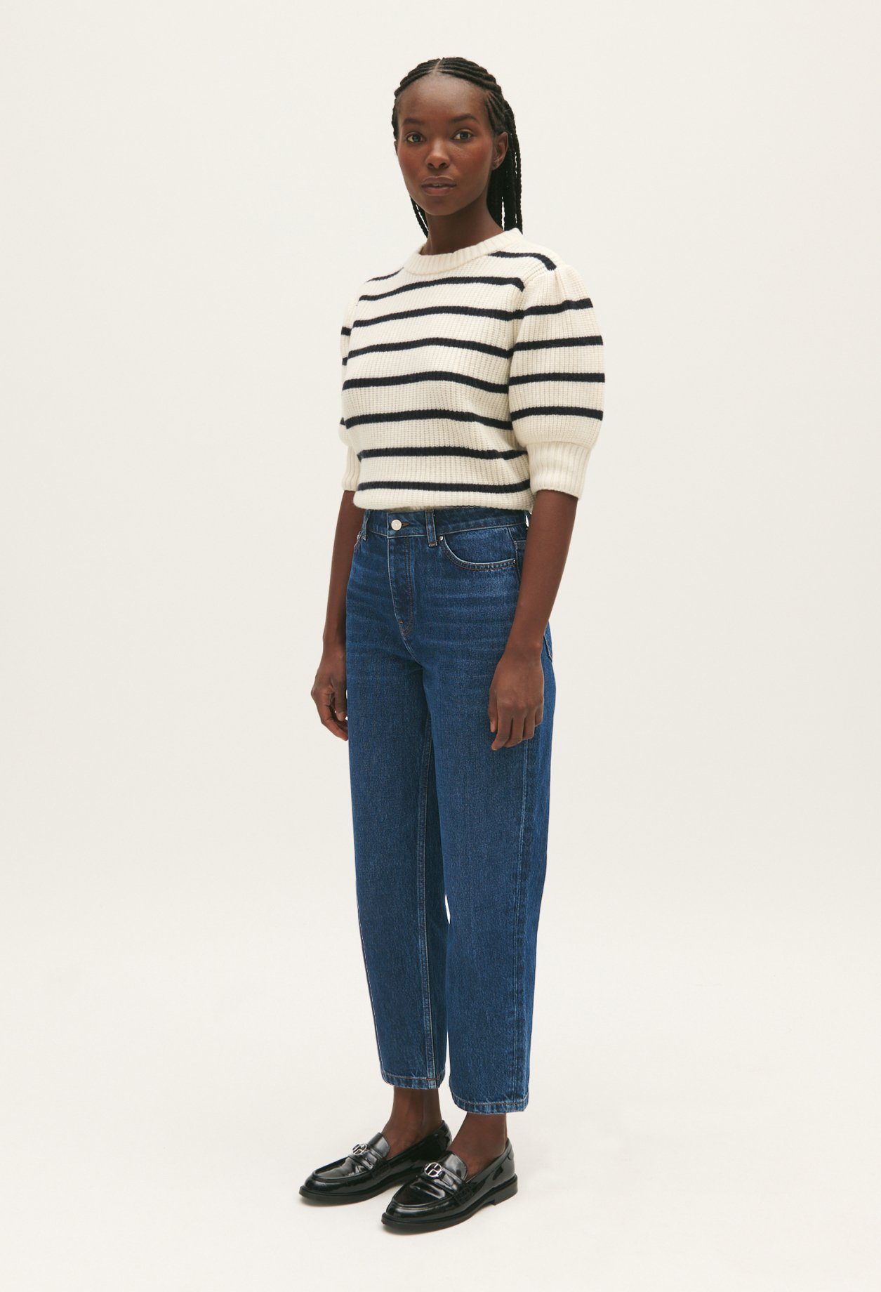 Jean mom bleu fonce
