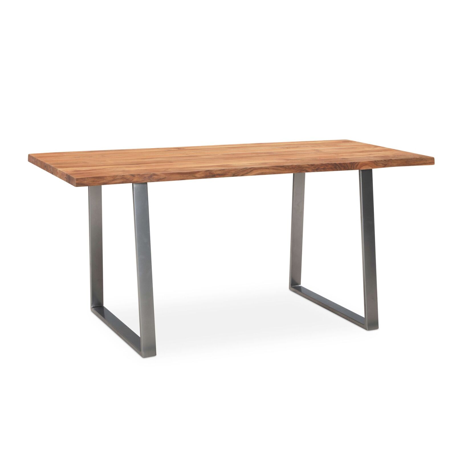 Schreibtisch - Akazie Massivholz - Trapezbeine chromfarben - 180x90 cm