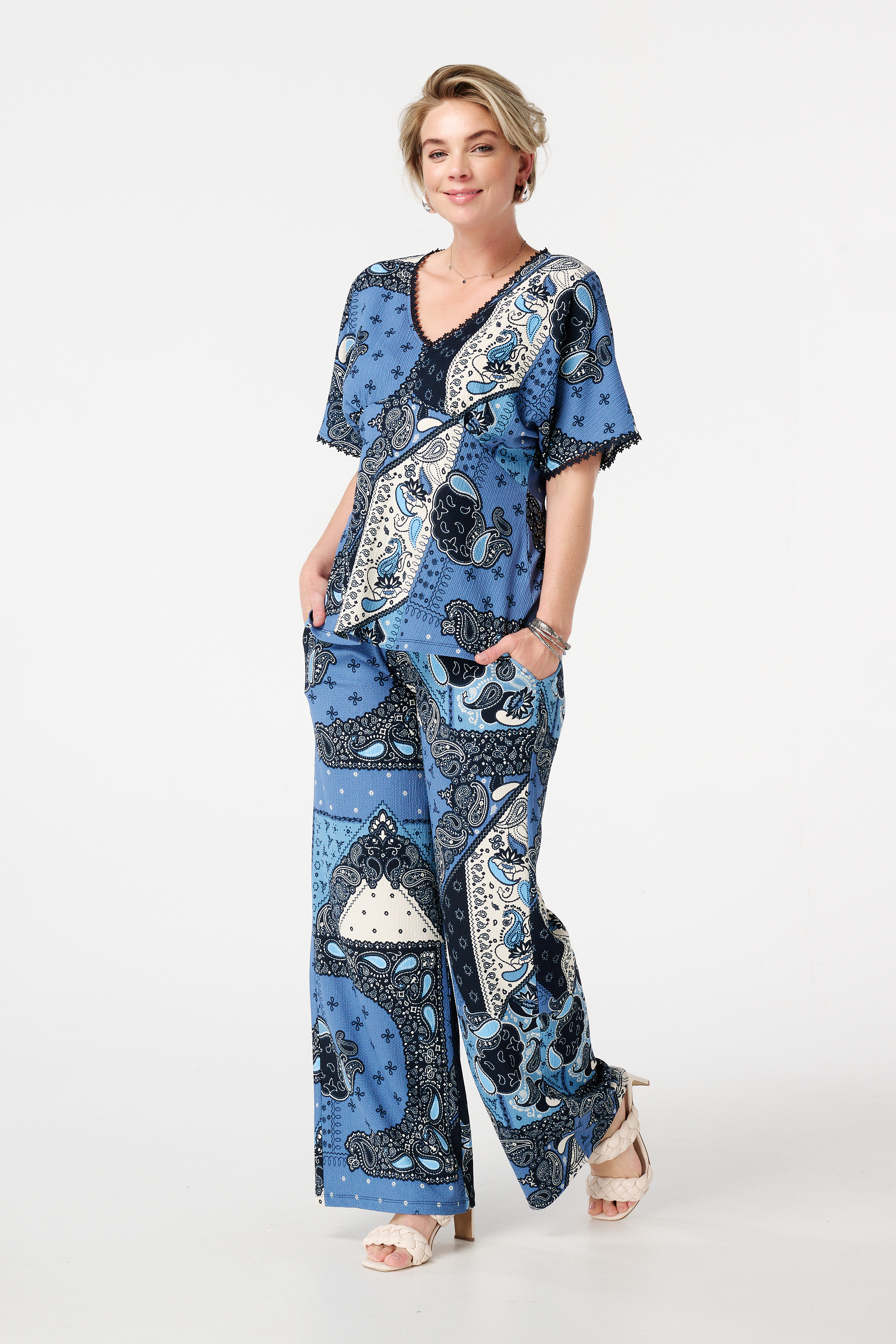 Top met print en subtiele details Multi blue