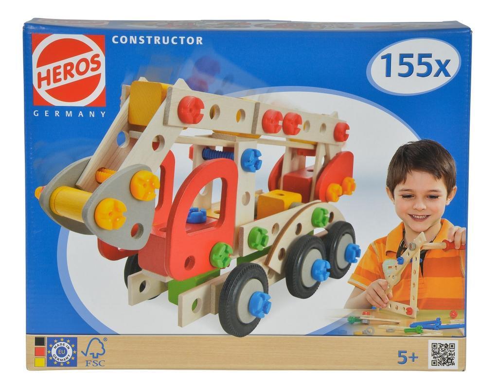 Holz-Feuerwehrauto CONSTRUCTOR 155-teilig in bunt